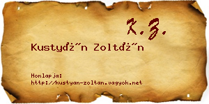 Kustyán Zoltán névjegykártya